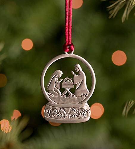 Plow & Hearth Solid Pewter Christmas Tree Ornament – Nativity