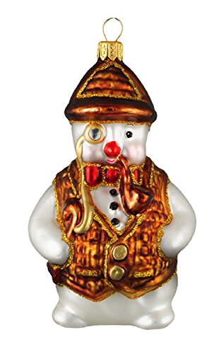 Pinnacle Peak Trading Company English Snowman Polish Glass Christmas Ornament Sherlock Holmes Detective