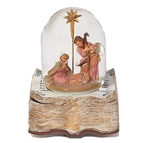 Fontanini 59095 8″ H Musical HOLY Family Dome Bullet On a Bible Base – Wind UP – Plays O Holy Night