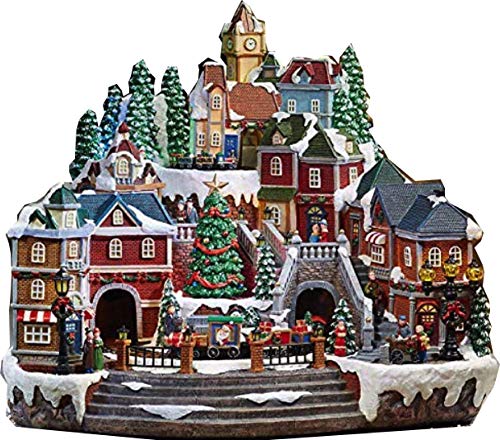 Christmas Village Animated with Lights, Music, and a Rotating Tree and Train