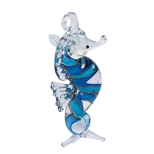 GALLERIE II Blue Swirl Seahorse Art Glass Christmas Xmas Ornament