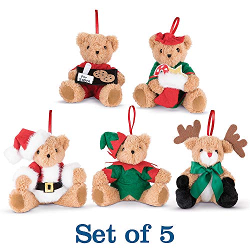 Vermont Teddy Bear Christmas Ornaments – Night Before Xmas Teddy Bear Ornaments, 4 Inch, Set of 5