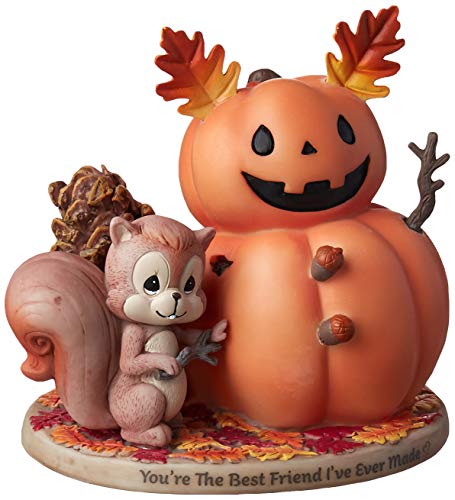 Precious Moments Bisque Porcelain Squirrel and Pumpkin Friend Figurine, Multi