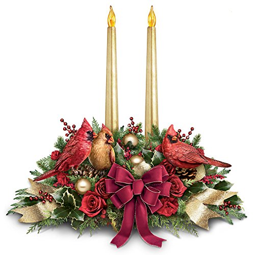 The Bradford Exchange Songbird Christmas Floral Table Centerpiece Plays Music and Lights Up