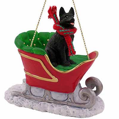 Conversation Concepts German Shepherd Sleigh Ride Christmas Ornament Black – Delightful!