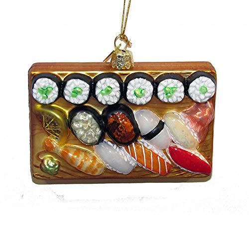 Kurt Adler Glass Ornament S-Hook Gift Box, Food Collection (Sushi Platter)