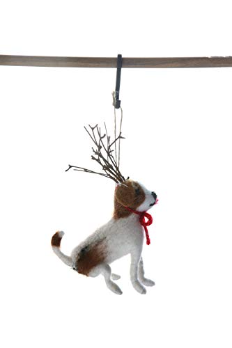 Creative Co-Op Wool Felt Dog with Antlers Ornament