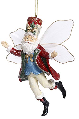 Mark Roberts Resin Limited Edition Fairy Hanging Ornament with Fabric Wings 6 Inches (Holly Berry Fairy 63-93266)