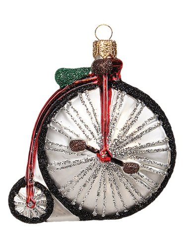Pinnacle Peak Trading Company Penny-Farthing High Wheeler Bicycle Polish Glass Christmas Ornament Decoration