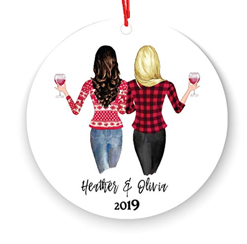 Personalized Best Friends Christmas Ornament Soul Sisters BFF Bestie Gift, Distance Friendship, Custom Besties (Best Friends Christmas)