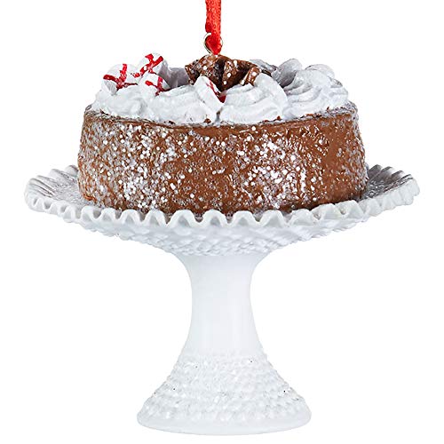 Raz Sparkle White Chocolate Brown Cake Stand 3 x 2.5 Polyresin Decorative Christmas Ornament