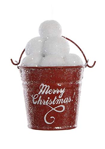 Creative Co-op Bucket of Snowballs Merry Christmas Hanging Ornament