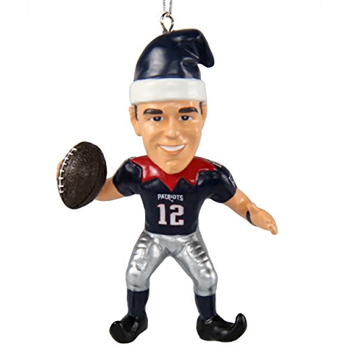 FOCO New England Patriots Tom Brady #12 Player Elf Christmas Ornament