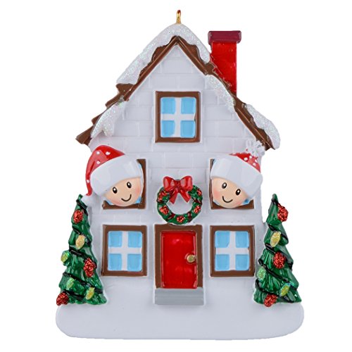 MAXORA Family of 2 Christmas House Personalization Ornament