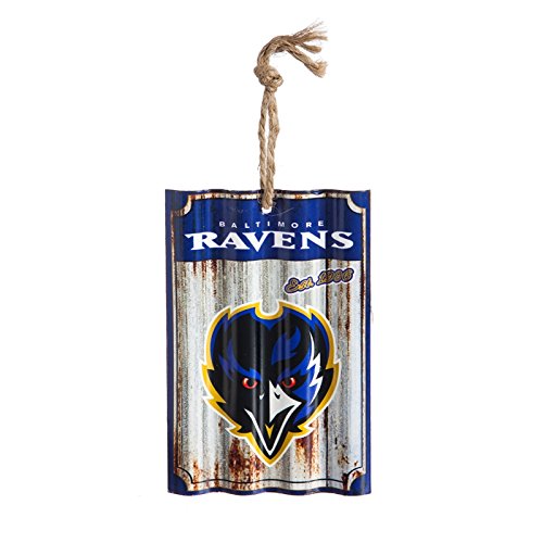 Team Sports America Baltimore Ravens, Metal Corrugate Ornament, Set of 2