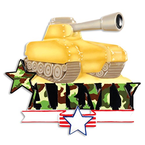 Personalized Army Tank Christmas Tree Ornament 2019 – Armed Forces Military Vehicle Cannon Fighter Trooper Brave Proud Soldier Fatigues Patriotic USA Armored Combat Gift Year – Free Customization