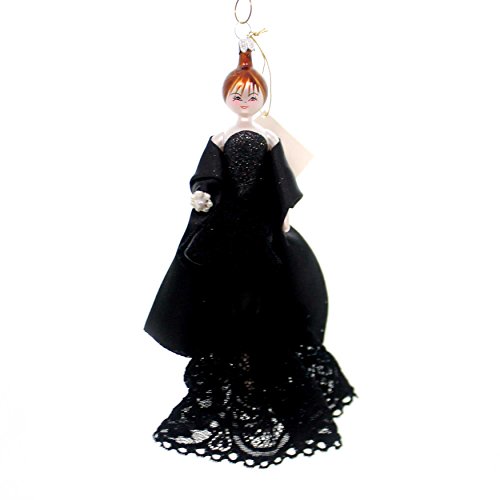 De Carlini Lady in Black Gown Glass Italian Glittered Bodice Do7512tm