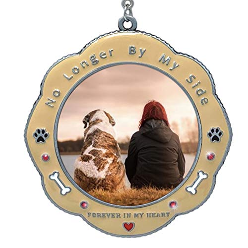 BANBERRY DESIGNS Dog Memorial Photo Holder Ornament – No Longer by My Side Forever in My Heart – in Memory Picture Christmas Ornament – Pet Sympathy Gifts -Loss of a Dog Keepsake