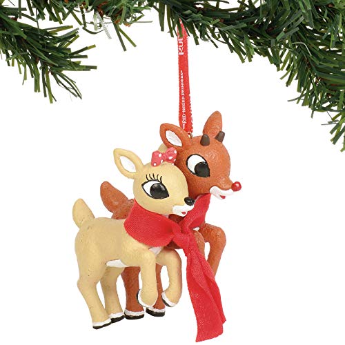 Department 56 Rudolph The Red-Nosed Reindeer and Clarice Hanging Ornament, 3.5″, Multicolor
