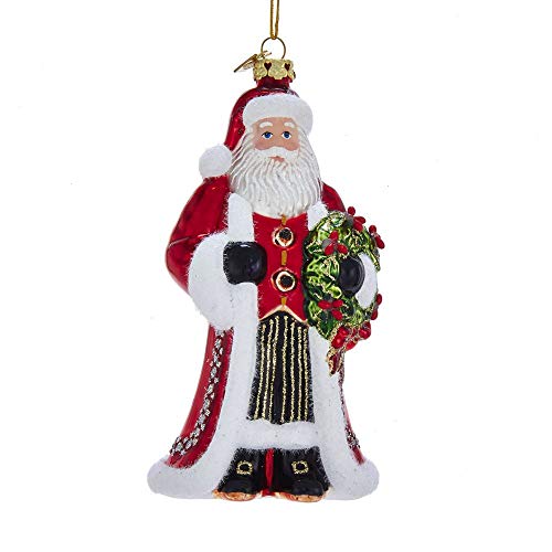 Kurt Adler Noble Gems Fancy Santa Glass Hanging Ornament, 5 inches Height