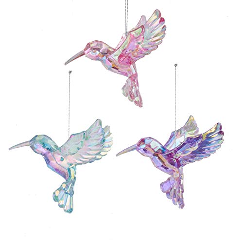 Kurt Adler 3.5-inch Iridescent Hummingbird Ornaments Set of 3 Assorted