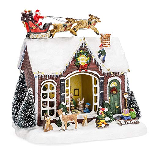 Best Choice Products Pre-Lit Musical Tabletop Christmas Village Decoration for Fireplace Mantle, Centerpiece w/ 9 Songs