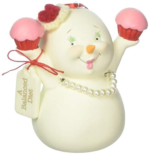 Department 56 Snowpinions “A Balanced Diet” Porcelain Snowman Hanging Christmas Ornament, 3″