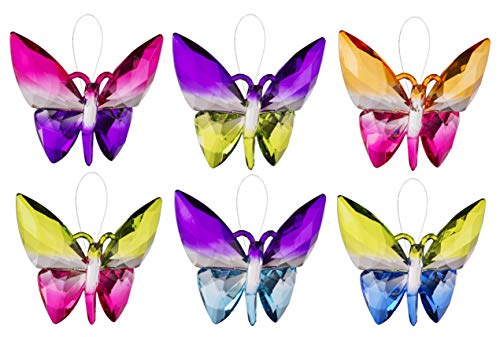 Ganz Crystal Expressions Acrylic 5×5 Inch Butterfly Figurine Hanging Ornaments Sun-Catchers (6 Assorted Colors)