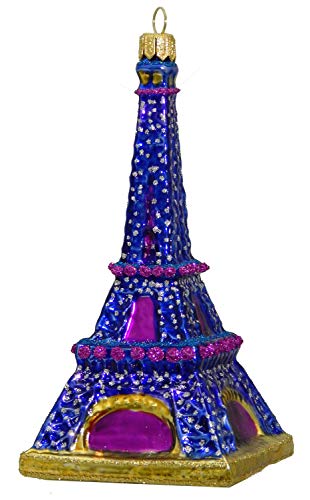 Landmark Creations’ Tour Eiffel au Crespucule (Twilight) European Glass Christmas Ornament