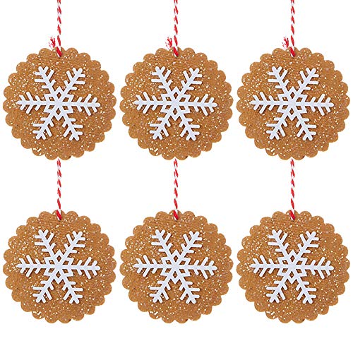 Raz Brown Gingerbread Cookie 3.75 inch Felt Decorative Ornament, Box of 6