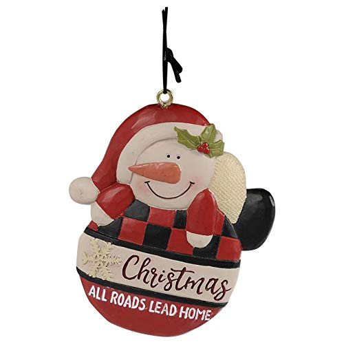 Blossom Bucket All Road Lead Home Snowman in Christmas Bulb Ornament