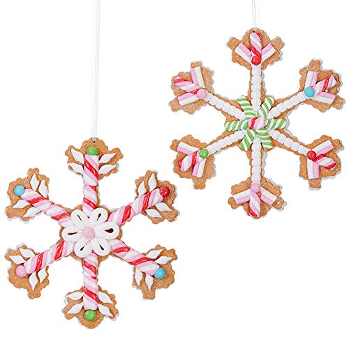 RAZ Imports 8″ Gingerbread Cookie Snowflake Ornaments (Set of 2) – Christmas Snowflake Candy Oranment