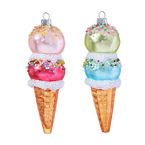 RAZ Imports – Ice Cream Cone Ornaments – Set of 2