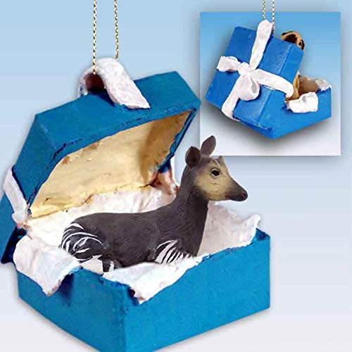 Conversation Concepts Okapi Gift Box Blue Ornament
