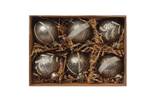 Creative Co-op White & Gold Glass (Boxed Set of 6) Ornament, Gold