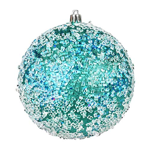 Vickerman 599648-4.75″ Teal Glitter Hail Ball Christmas Tree Ornament (4 pack) (N190242D)