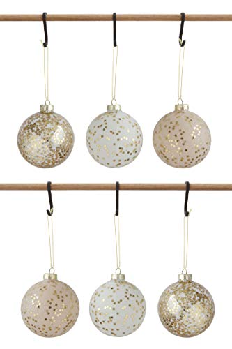 Creative Co-op Ball Gold Stars (Set of 3 Designs) Glass Ornaments