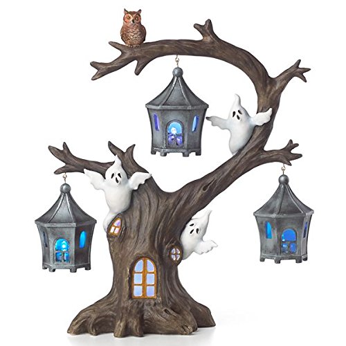 Lenox Halloween A Ghostly Ghoulish Halloween Lighted Tree with Ghosts and Owl 12″ New