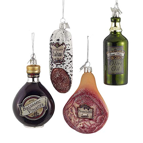 Kurt-Adler Glass Ornament with S-Hook and Gift Box, Foods Collection (Italian Food 4-Piece Set, NB0909)