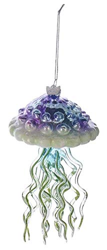 Kurt Adler Glass Ornament with S-Hook and Gift Box, More Animals Collection (Large Jellyfish [Blue])