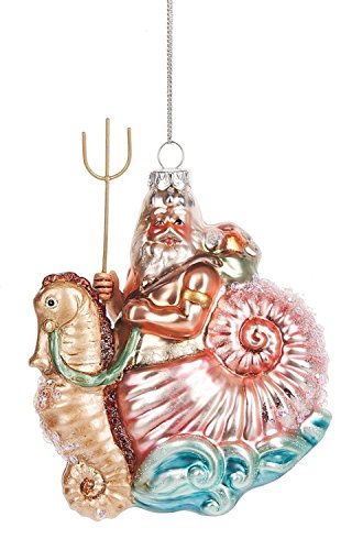 Midwest-CBK King Neptune Riding a Seahorse Christmas Holiday Ornament Glass