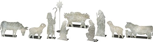 Primitives by Kathy Galvanized Metal Stand Up Set, Nativity Scene, 10 Piece