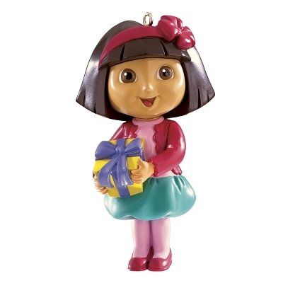 Carlton Cards 3.25″ Red Dora The Explorer Holding a Yellow Gift Christmas Ornament