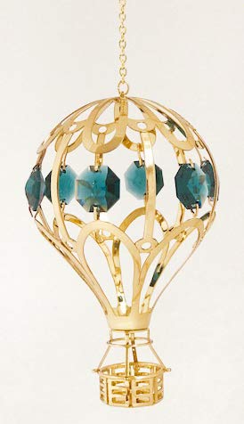 MASCOT 24k Gold Balloon Ornament. with Emerald Green Swarovski Crystal