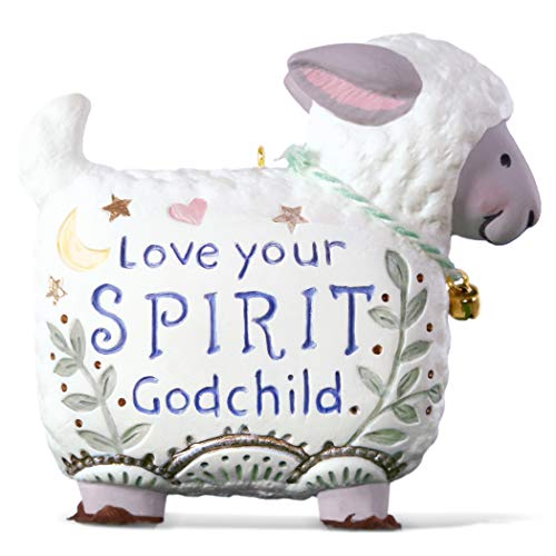 Hallmark Keepsake Christmas Ornament 2019 Year Dated Love Your Spirit, Godchild Lamb, New Baby Baptism Gift Porcelain