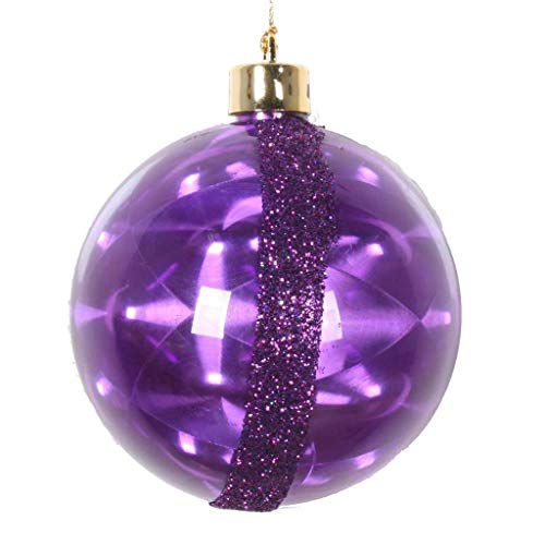 Vickerman 618080-4″ Purple Glitter Reflector Ball Christmas Tree Ornament (4 pack) (MT190106)