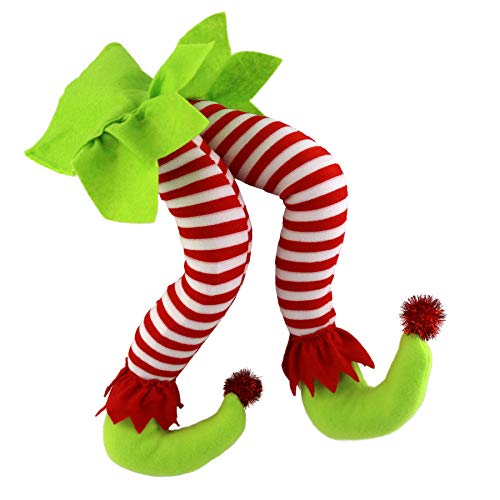 WEWILL 20” Elf Legs for Christmas Decorations Stuffed Legs for Christmas Home Party Tree Fireplace Ornaments (Green)