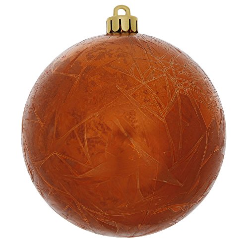 Vickerman 4″ Burnish Orange Crackle Ball UV Ornament 6 per Bag