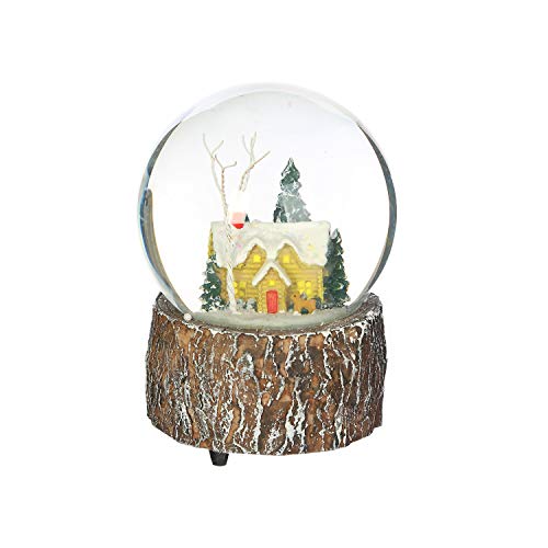 Ivy Home Glass Snow Globe Polystone Musical Water Globe with Christmas House