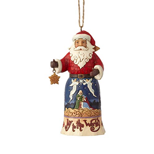 Enesco Jim Shore Heartwood Creek Joy to The World Santa Hanging Ornament, 4.75″, Multicolor